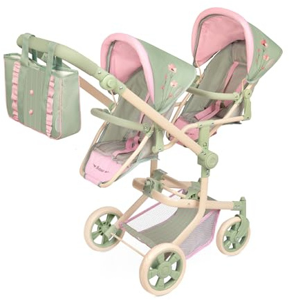 Carro de Muñecas Silla Gemelar Multiposición Plegable con Bolso Botanic DeCuevas 90868