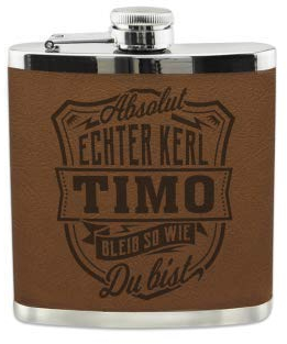 History & Heraldry Echter Kerl Flachmann Timo - individuell und personalisiert mit Gravur, Name und Spruch