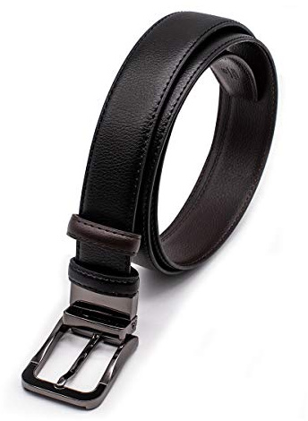 various Cinturón Hombre, Cinturón Reversible de Piel Cuero 30MM, Un Hebilla Girada para 2 Colores con Caja Regalo(negro liso 110cm)