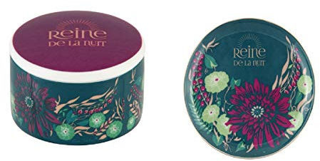 DLP - Lot Comprenant une Boîte à Bijoux en Porcelaine CASSANDRAReine de la Nuit, Diamètre 7,4cm + une Coupelle à Bijoux en Porcelaine LUNA Reine de la Nuit, Diamètre 12cm.