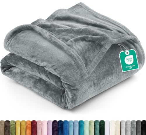 Utopia Bedding Soft Fleece Bed Blanket Queen Size Ash Grey (90x90 Inch)