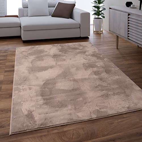 Paco Home Tapis Salon Chambre Adulte Poil Long Shaggy Moelleux Pelucheux Beige Taupe, Dimension:80x150 cm