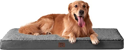 EHEYCIGA Orthopädisches Hundebett Mittelgroße Hunde 91x68x9cm, Hundekissen Waschbar Flauschig, Hundematte Hundematratze für Kiste, Grau