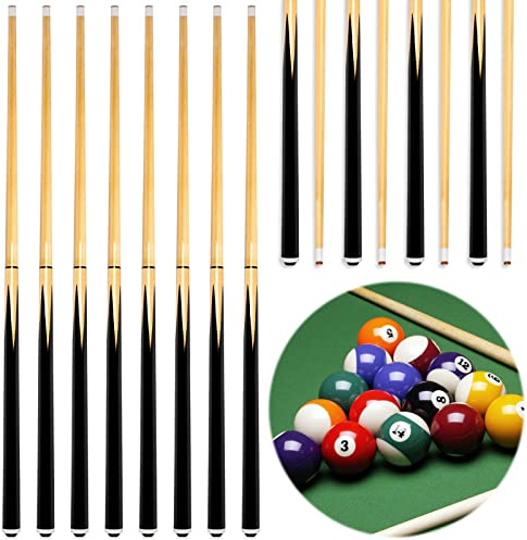 Wettarn 8 Pack Pool Sticks 58 Inch, 2 Piece Billiard Cue Set with 12 oz 13mm Tips, Hardwood Pool Cues Gift for Home, Bar, Game, Beginner Players, Adults, Party, Club, Beginner Players