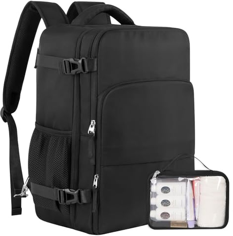 Sinaliy Travel Backpack for Men Women, Personal Item Travel Bag with Multi-Pockets, Airline Approved Carry on Backpack Fits 16inch Laptop, Waterproof Casual Backpack for College,Travel, Work