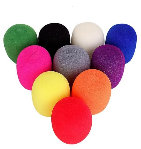 Yiasangly Microphone Cover, Thick Colorful Foam Mic Cover, Handheld Stage Microphone Windscreen, Reusable Foam Covers， Foam Micro Filter for Most Handheld Microphone for Karaoke DJ - 10 Pieces