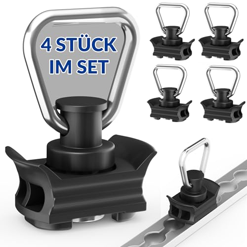 NTG Airline Rail Fitting Made of Plastic (Pack of 4) | Airline Fitting with 1000 kg Breaking Load in Black | Single End Fitting for Lashing Rails | Flight Eyelets for Securing Loads in Trailers and