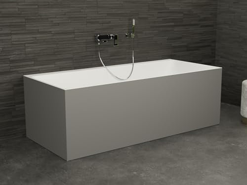 COBALT 170 Grise - Bañera semi-exenta mural L. 170 x l. 75 cm SPALINA