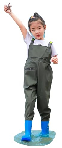 Wansiman Bambino Trampolieri per Torace,Scafandro,Pantaloni da Pesca,Waders con Stivali con Tasca,Unisex,Impermeabile,Traspirante,per Pesca Sportiva,Amanti Pesca Sportiva,Caccia,Giardinaggio