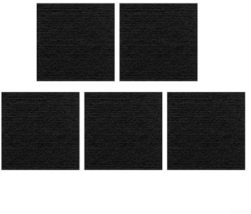 11.8 x 11.8 Carpet Tiles Polyester Fibre Commercial Carpet Tiles, Non-Slip Carpet Squares For Office, Set Of 5 Pack(black)