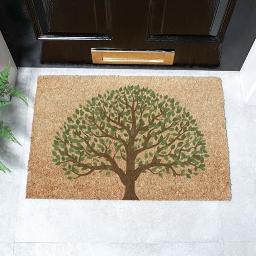 Artsy Mats - Tree of Life Coir Doormat - Made from Tufted Coconut Fibre - Non-Slip Natural Rubber Backed Doormats Indoor - Heavy Duty, Decorative OutDoormats, (60x40cm)