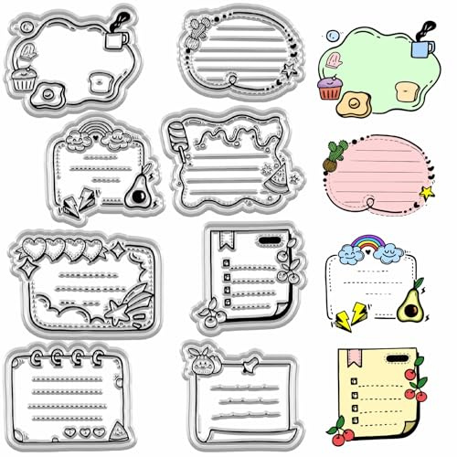 CRASPIRE Notes klar stämpel vintage silikonstämplar genomskinlig etikett memo anteckning kant meddelande tavla tätningar stämpel ark för gör-det-själv handgjord journalföring kort scrapbooking