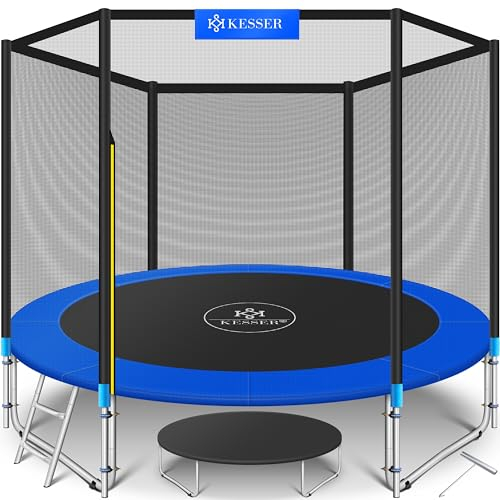 KESSER® Trampolin Outdoor Ø 244/305/366/427 cm Komplettset mit Sicherheitsnetz, Leiter, Randabdeckung & Seitentasche und Montagezubehör | Kindertrampolin Gartentrampolin Belastbarkeit 150 kg