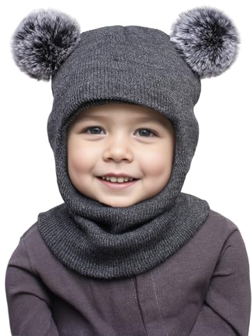 AYPOW Baby barn vintermössa balaclava för 0,5–6 år, multifunktionell termisk vindtät stickad mössa, sjalhatt för flickor pojkar småbarn, slip-mössa huva, mössa för utomhusaktiviteter