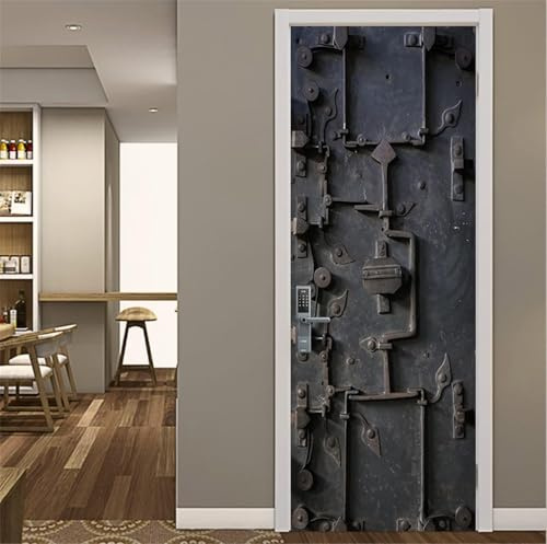 Tizhweqo Adesivi per Porte Interne Portone Industriale Adesivo Porta 3D Industria Murale Decorazione da Parete Poster per Soggiorno Camera da Letto Autoadesiva Carta da Parati 80x200 cm a6077