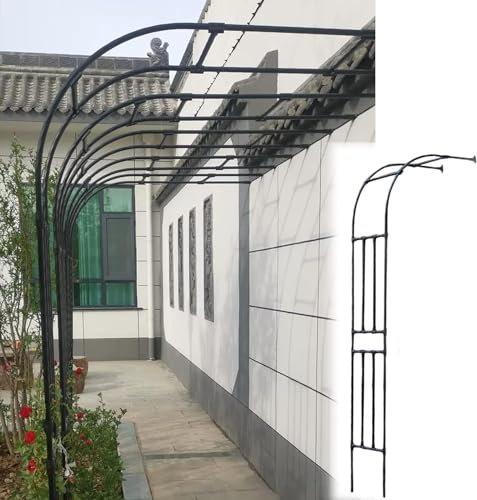 Arco de jardín de metal galvanizado con enrejado resistente, medio arco para un hermoso soporte de jardín (tamaño: 240 x 240 cm, color: negro)