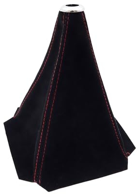 Xibao Tapa Perilla del Cambio Marchas Protector,Funda de Cuero PU para Pomo de Palanca de Cambios,Para la Mayoría de las Modificaciones de la Caja de Cambios Manual y Automática (Negro&Rojo)