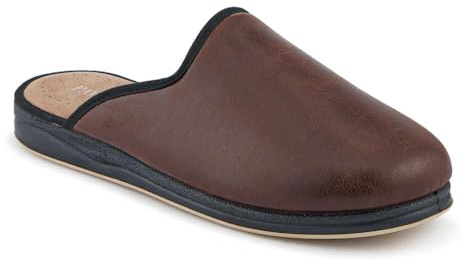 Pavers Wide Fit Supportive Mule Slippers - Brown Size 12