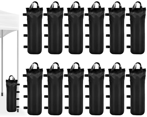 Lot de 12 Sacs de Lestage pour Tonnelle, Sacs de Sable en Tissu Oxford 800D, Capacité Totale 120 kg, Poids de Fixation Résistant pour Barnum, Tente de Jardin, Parasol Déporté et Trampoline