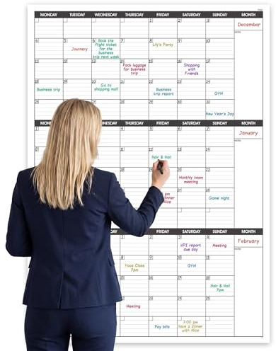 Grand calendrier mural non daté effaçable à sec