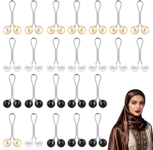 XUZOPIM 24 Pezzi Donna Spille Per Hijab Perle, Maglione Foulard Sciarpa Spilla Decorazione, Clip Di Spille Per Hijab Musulmano, Con Perle Sintetiche Colorate, Forcine A U Di Sicurezza In 3 Colori