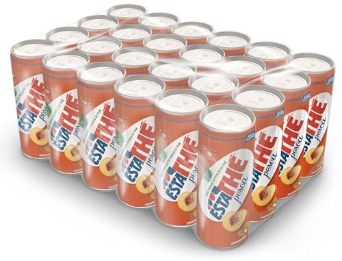 Estathé Pesca - The Freddo con Vero Infuso di Foglie di The e Succo di Pesca, Bevanda Analcolica Senza Glutine, 24 Lattine da 330 ml
