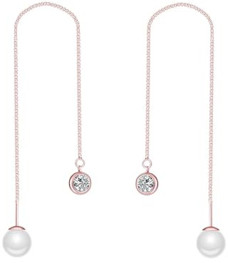 Boucles d'oreilles en fil de perles plaquées or rose créées avec des cristaux Zircondia®