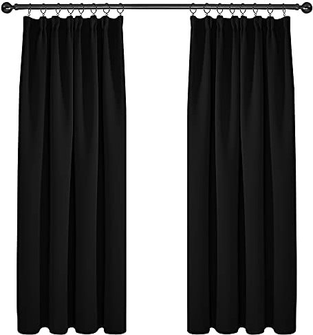 Deconovo Lot de 2 Rideau Occultant Thermique Anti Froids Isolants Galon Fronceur Rideau de Porte D'entrée, Rideaux Salon Design Moderne Rideau Halloween Noir Occultant, 132x160cm