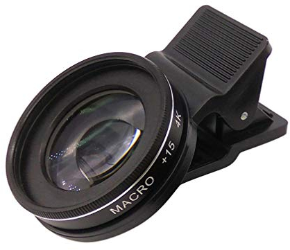 Hemobllo Lente Macro para cámara de teléfono móvil 15X 4K - Lente Universal para teléfono móvil, Negro, E, aleación de Aluminio y óptica, (Longitud