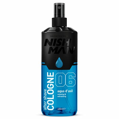 NISHMAN Aftershave Cologne 06 - Aqua D'asil 400ml – Erfrischende Sprüh-Lotion für Herren – Duft von Bergamot, Meeresnoten, Patchouli & Moschus – Herren Kölnisch Wasser