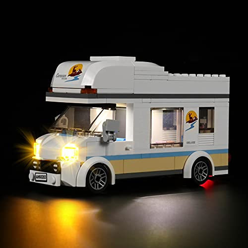 LocoLee LED Light Kit Compatible with Lego 60283 City Great Vehicles Holiday Camper Van, Dynamic LED Lighting Effects, 2 Count, Battery Operated