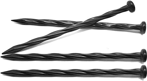 Hovico Lot de 50 piquets d'ancrage en spirale en plastique noir de 20,3 cm pour bordure de paysage, bordure de pavé, barrière contre les mauvaises herbes, gazon artificiel, décorations de cour, cordes