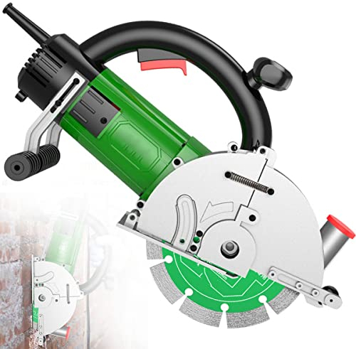 RCBDBSM Mauernutfräse Schlitzfräse Mauerfräse Fräse 4500 Watt mit Softstart, Nuttiefe Bis 67 mm Einstellbar, Staubabsaugung, Elektrische Schlitzfräse Wandfräse für Hohlsandstein Beton Ziegel Mauer