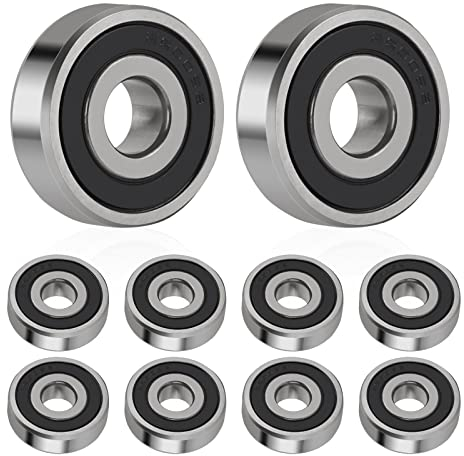 EXLECO 10er 6200-2RS Kugellager 10mm Miniatur Rillenkugellager Metall Doppelt Geschirmt Lager Frictionless Metallradlager Skateboard Bearings Kohlenstoffstahl Präzisionslager Skating Zubehör 10x30x9mm