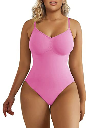 SHAPERX Donna Bodysuit Body Contenitivo Modellante Intimo Snellente Shaper Seamless Shaping Figura Formante Corpetto Shapewear, UK-SZ5215-Pink-L/XL