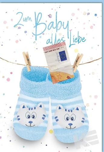 KE - Premium Glückwunschkarte zur Geburt mit Geldgeschenk-Option, Speziell für Jungen, Inklusive Umschlag, DIN B6 Format