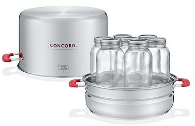 Concord Stainless Steel Turbo Steam Canner Canning Steamer Pot Set. Includes Canning Rack and Mason Jars (Induction Compatible).