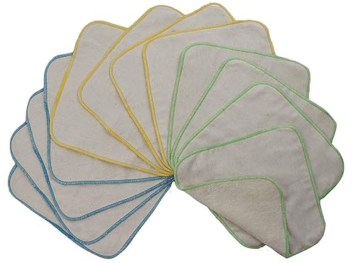 avo + cado Zweilagige Flanellwaschlappen mit Frottee - 12 Stück - Mehrweg Baby Waschlappen als Ersatz für Feuchttücher - Kleine waschbare Mini Baumwolltücher (Bunt/Sommer)