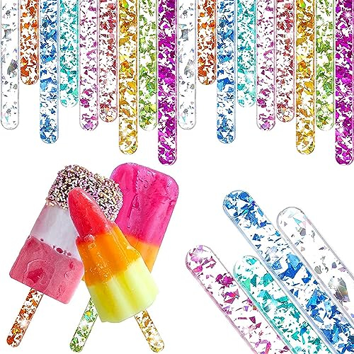 20 PCS Palitos de Paleta de Acrílico de Helado de Espejo para Pasteles Palillos para Hacer Helados DIY Manualidades Hacer Pasteles de Helado de Bricolaje,Palitos de Acrílico Reutilizables-11.5 CM