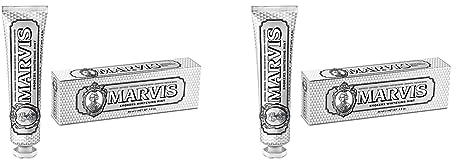 Marvis Whitening Mint Zahnpasta, 85 ml, Whitening Zahnpasta fördert eine natürliche Zahnaufhellung, Zahncreme entfernt Plaque & verleiht langanhaltende Frische (Packung mit 2)