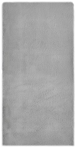 -LUXOR- living Alfombra mullida de Pelo sintético Coste para Dormitorio, Ideal para Usar como Alfombra de Cama o Dormitorio, acogedora Alfombra de Piel de Cordero, 60 x 120 cm, Color Gris