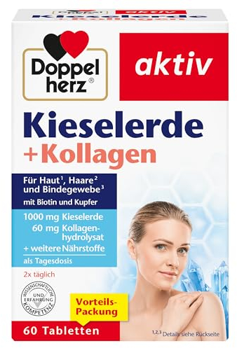 Doppelherz Kieselerde + Kollagen - Biotin als Beitrag für den Erhalt normaler Haut und Haare - 60 Tabletten