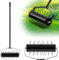 Garden Rolling Lawn Aerator, Heavy Duty 40cm Manual Grass Roller with 120cm Detachable Handle, Heavy Duty Steel Rotary Push Pull Tine Garden Lawn Tool for Garden Yard,Soil Grass
