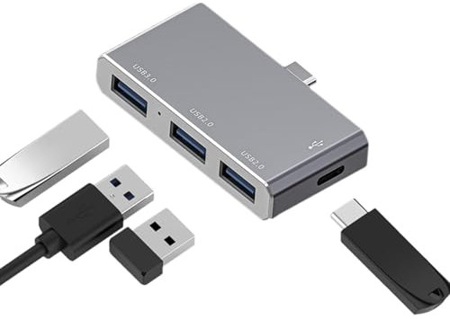 Estaciones de acoplamiento para ordenadores portátiles, estación de acoplamiento USB C - Estación de acoplamiento 4 en 1 Type-C para 3 monitores - Estación de acoplamiento multifuncional y portátil