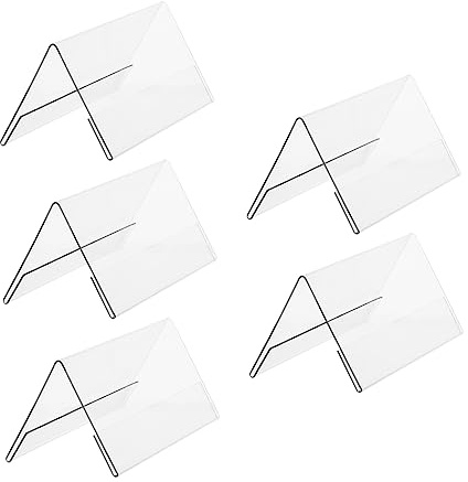 NUOBESTY Supporti in Acrilico per Segnaposto 5 Pezzi, Doppia Faccia Inclinata, Resistenti alle Cadute, Facili da Installare per Scaffali e Negozi