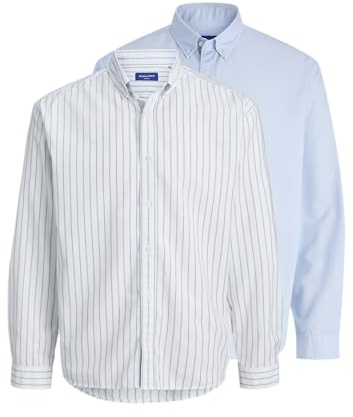 JACK & JONES Jornorrebro Oxford - Maglietta LS MP, Blu di Cachemire, L
