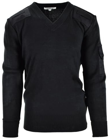 Suéter Commando original del ejército británico con cuello en V Negro, Negro , Talla única