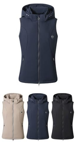 Covalliero - Damen Reitweste – Weste mit abnehmbarer Kapuze – Sportweste aus Polyester – Damenweste mit 2 Taschen & 2-Wege-Reißverschluss – Reitbekleidung in Dark Navy – Größe S