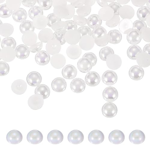 PATIKIL 250 Piezas De Perlas Abalorios Blancas AB Media Moon 12mm
