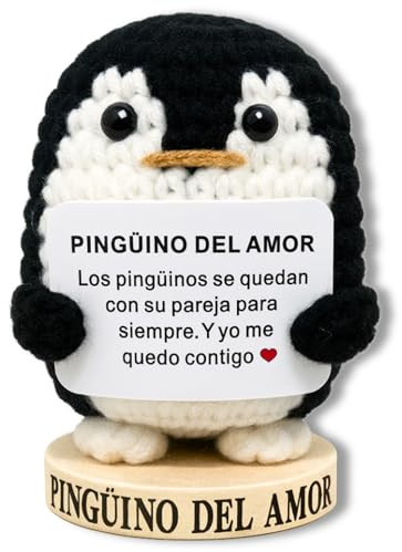 Pingüino del Amor – Regalo Aniversario para Pareja, Novia o Novio | Regalos Románticos, Detalle San Valentín, Cumpleaños Original Hombre o Mujer | Peluche Pinguino de Ganchillo (Pingu - 7 cm de Alto)